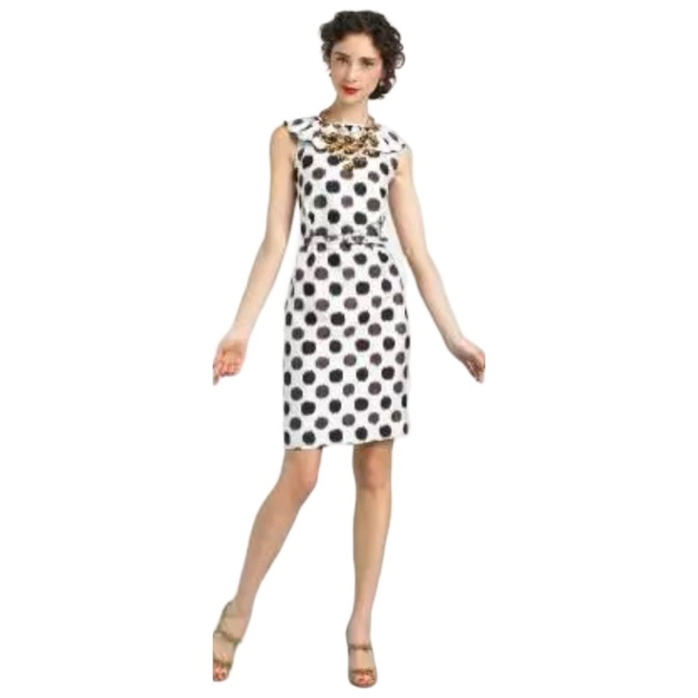 KATE SPADE 100% Silk Polka Dot Mini Dress Cream Chocolate Black Sz 2